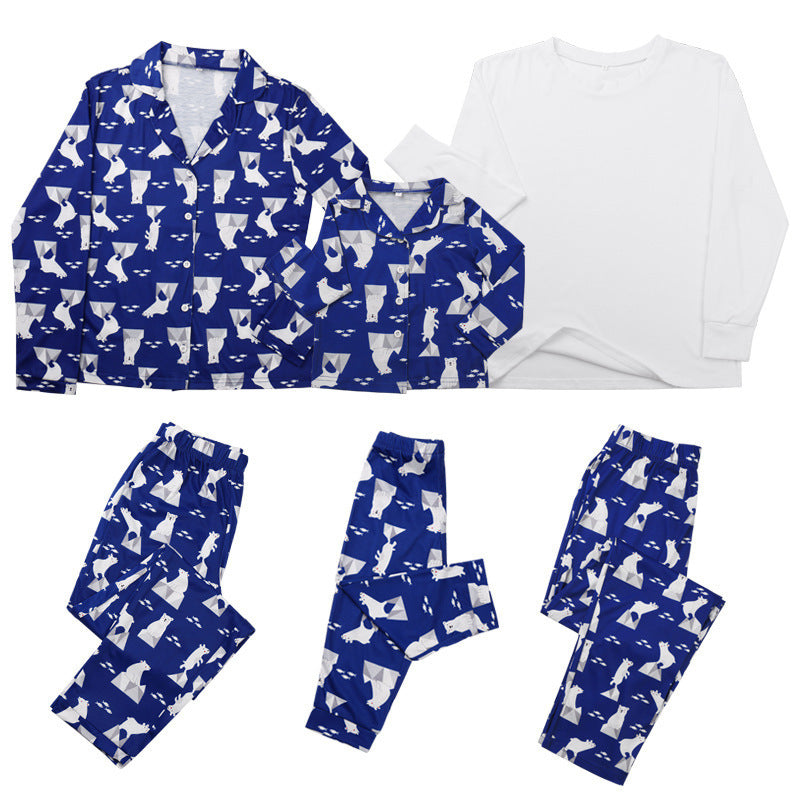 Home service suit, casual printed two-piece pajamas, parent-child wear
