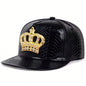 Crown Metal Label Hip Hop Hat European And American PU Leather Flat Eaves Cap