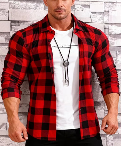 Teenage Men's Checked Long-sleeved Casual Shirt