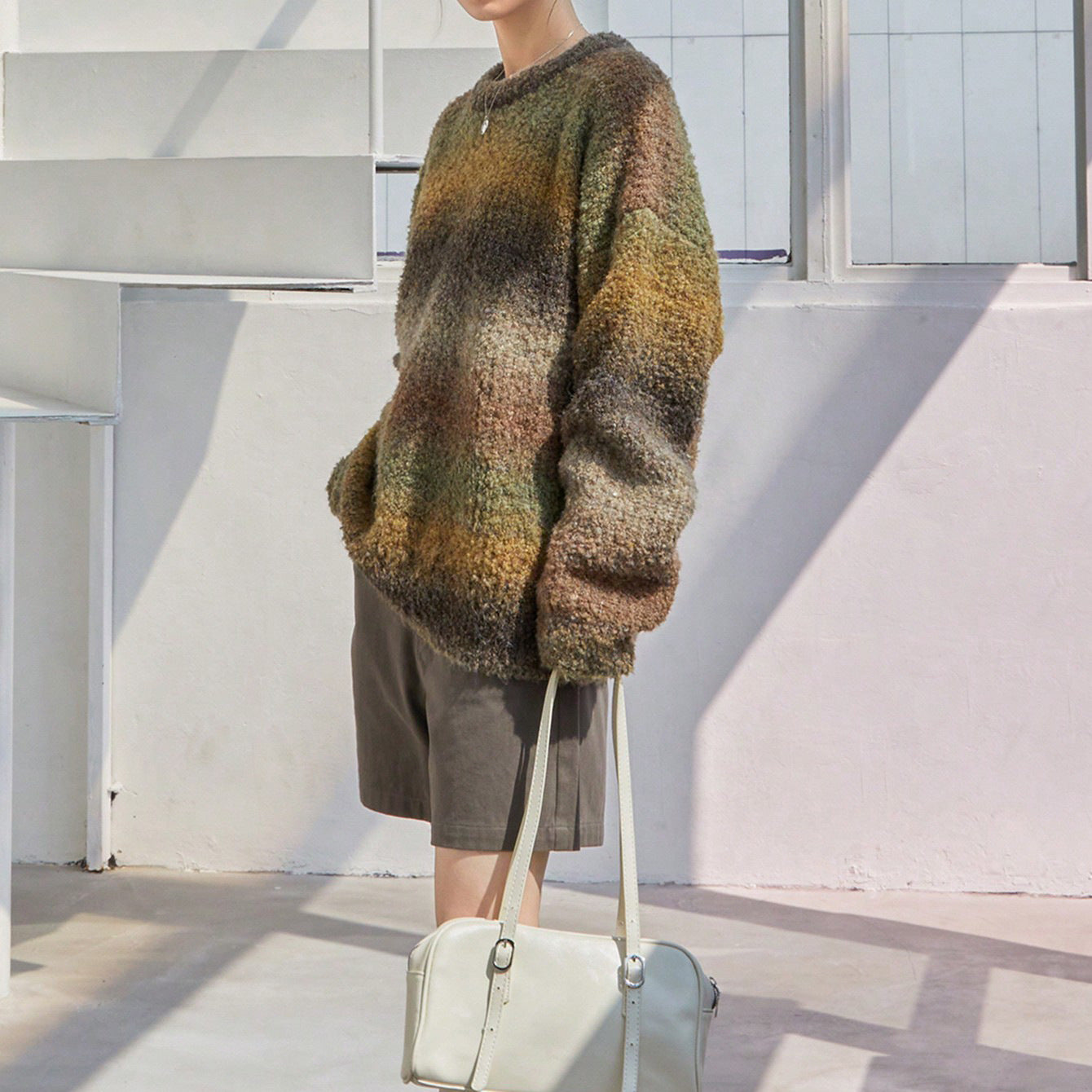 Lazy Sweater Female Gradient Color Round Neck Loose Outer Wear Soft Glutinous