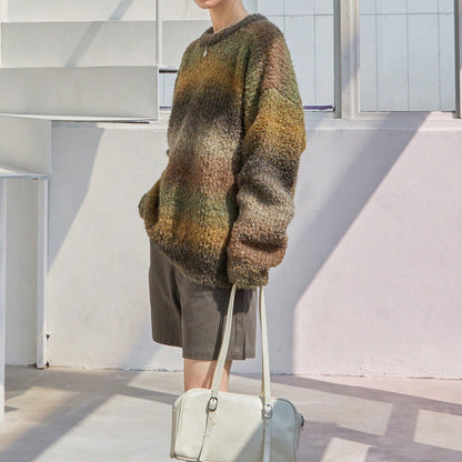 Lazy Sweater Female Gradient Color Round Neck Loose Outer Wear Soft Glutinous
