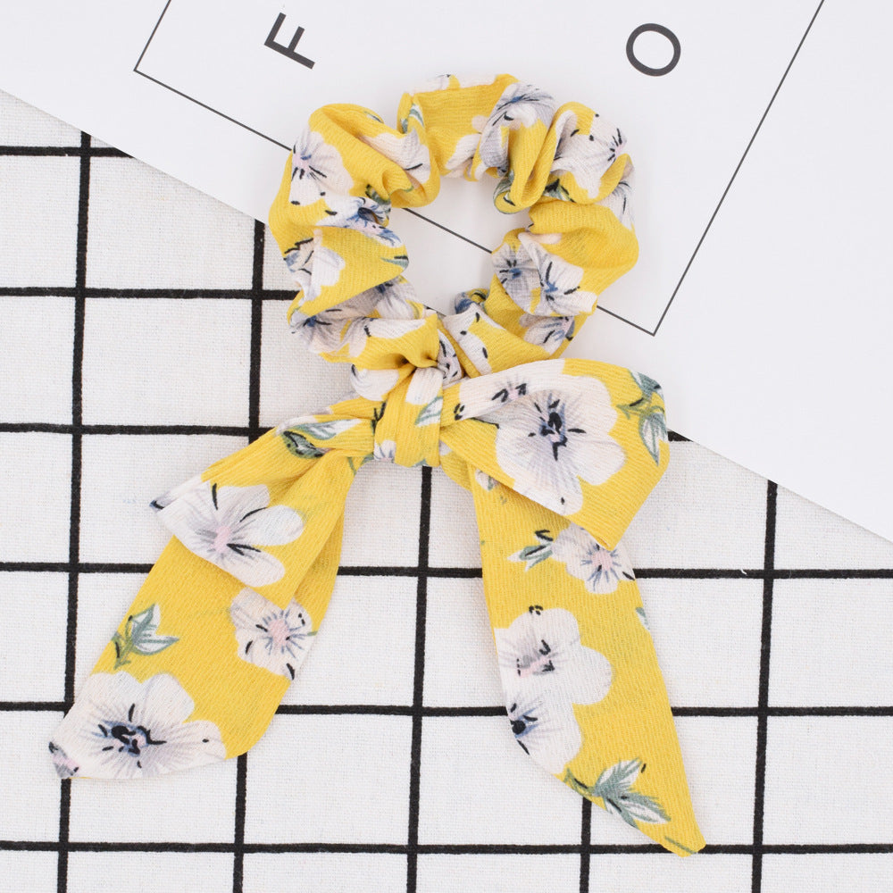 Small floral ponytail long streamer hair band