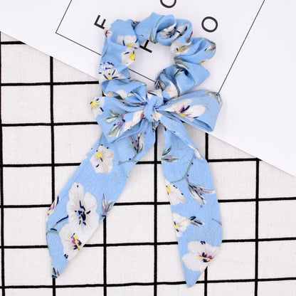 Small floral ponytail long streamer hair band