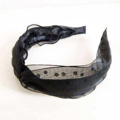 Polka-dot Mesh Contrast Color With Wavy Cross Hairband