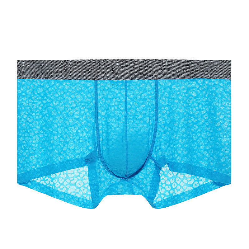 Men's Lace One-piece Seamless Thin Breathable Sweat-absorbent Sexy Transparent Boxer Briefs