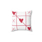 Valentine Tic-Tac-Toe Heart Pillow — Romantic Red Heart Grid Decorative Throw Pillow