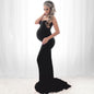 Pregnant Women Photo Shoot Wedding Dress Sleeveless Low-Cut Tail Dress