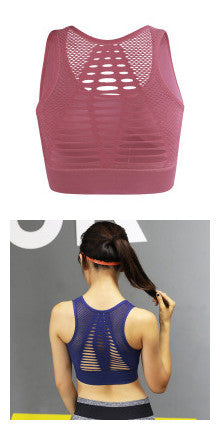 Shockproof sports bra women running gathered quick-drying hollow back underwear