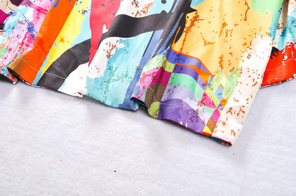 Japanese Tang Suit Color Graffiti Road Robe Sunscreen Coat Three-Quarter Sleeve Couple Male Kimono Loose Thin Section