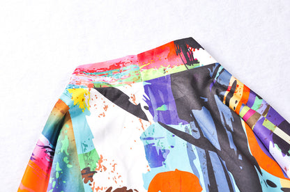 Japanese Tang Suit Color Graffiti Road Robe Sunscreen Coat Three-Quarter Sleeve Couple Male Kimono Loose Thin Section