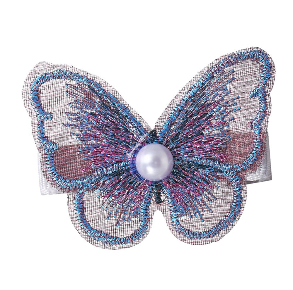 Pearl Embroidery Butterfly Bangs Clip Decorative Clip