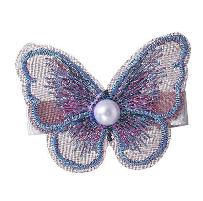 Pearl Embroidery Butterfly Bangs Clip Decorative Clip