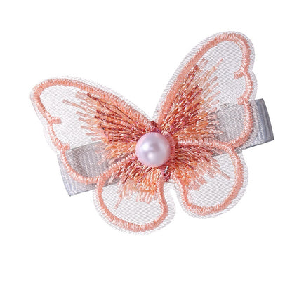 Pearl Embroidery Butterfly Bangs Clip Decorative Clip