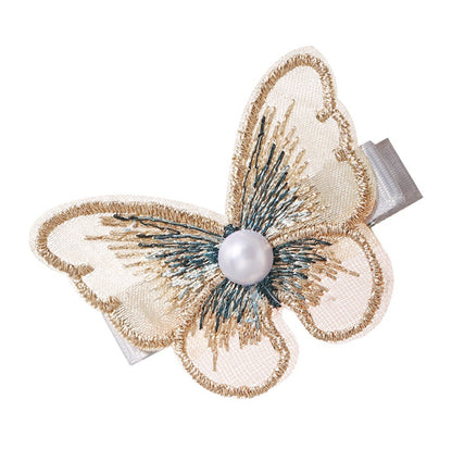 Pearl Embroidery Butterfly Bangs Clip Decorative Clip