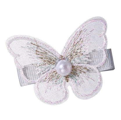 Pearl Embroidery Butterfly Bangs Clip Decorative Clip