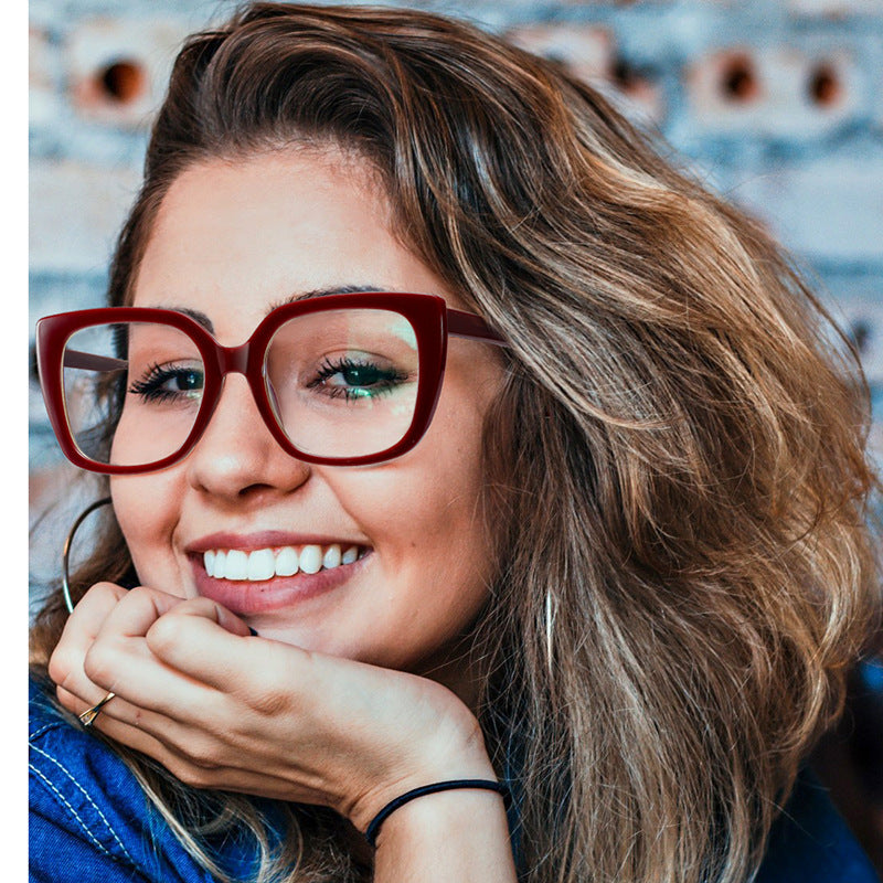 Large Frame Spring Mirror Legs Flat Glasses