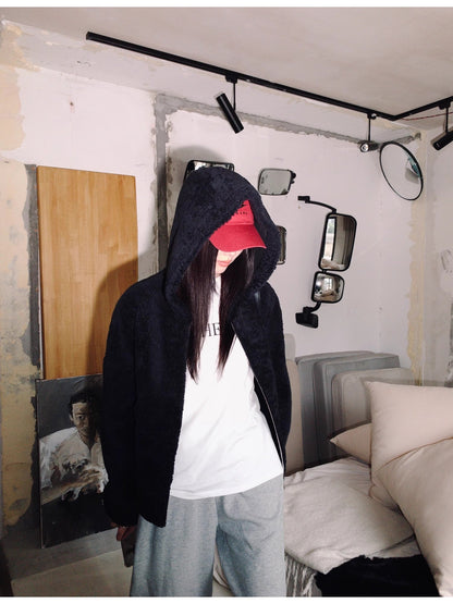 Fireladyfur Women's Hooded Merino Sheepskin Jacket“Bad Boy”