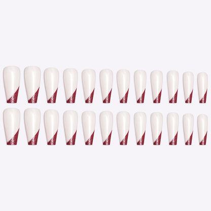 Wearing Nails, Rose Gold And Beveled Edge French Manicure, Long Ballet Nails, Fake Nails, Finished Products, Boxed