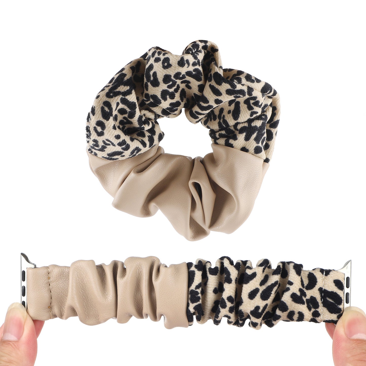 Stitching Cloth Hair Ring Strap Se Leopard Print Large Intestine Ring Watch Strap