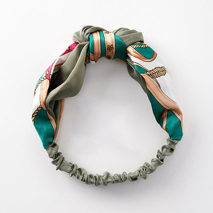 Retro Style Two-color Stitching Cross Knotted Headband