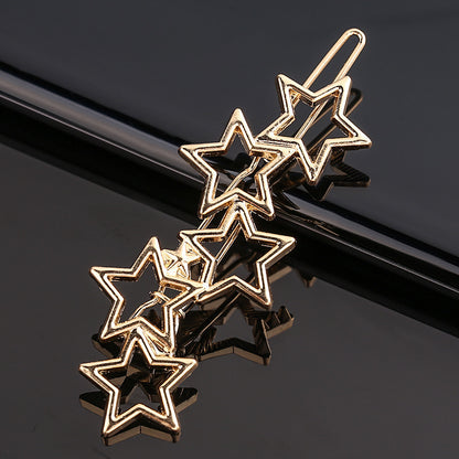 Fashion Metal Love Heart Hair Clip Elegant Star Round Barrette for Women Girls Sweet Hairpins Barrettes Hair Accessories