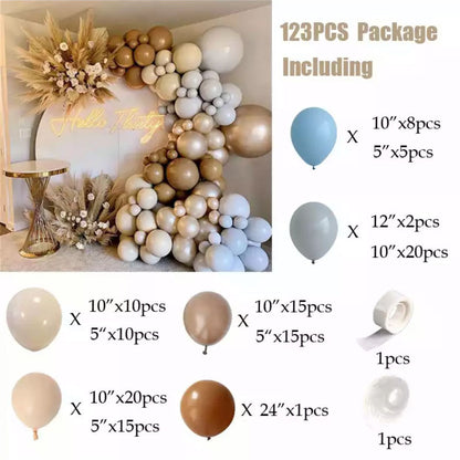 Cross-border New Retro Gray Apricot Balloon Chain Set Party Wedding Adult Ceremony Opening Arch Wreath Decoration