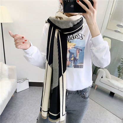 New Double-sided Geometric Imitation Cashmere Scarf