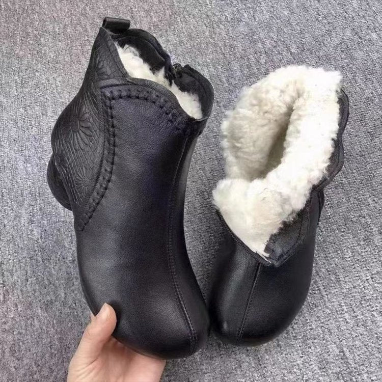 Winter Soft-soled Anti-slip Chunky Heel Warm Fleece-lined Cold-proof Boots