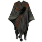 Contrast Color Wool Ball Tassel Knitted Shawl Coat For Women
