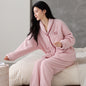 Flannel Thick Warm Long Sleeves Coral Fleece Couple Pajamas Suit