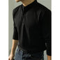 Long Sleeve Polo Shirt Simple Solid Color Fitness Men's Base