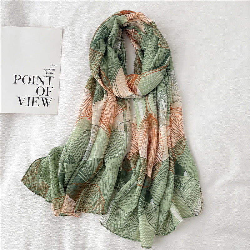 Ginkgo Leaf Scarf Women's Simple Line Versatile Decorative Shawl