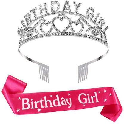 Flash Diamond Birthday Crown Party Decoration Headband Prom Headwear Set