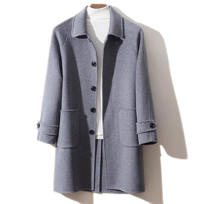 Wool Reversible Woolen Coat Men's Mid-length Single-breasted Baggy Coat