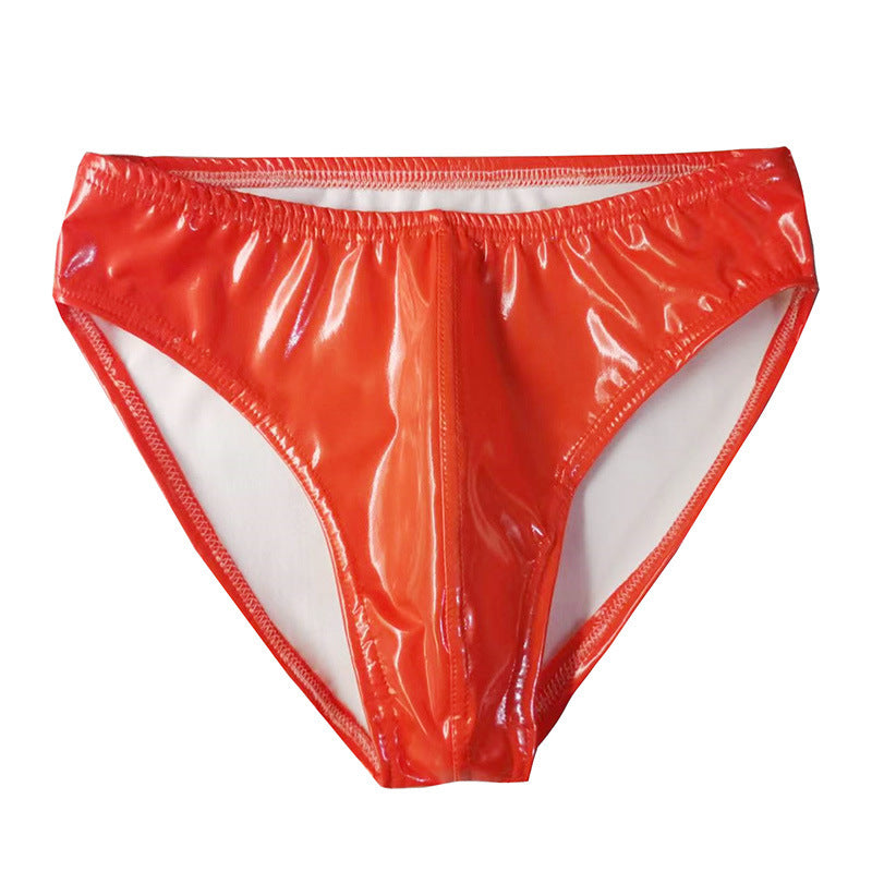 Sexy Bright PU Anti-exposure Leather Men's Bright Leather Underwear