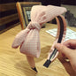 All-match Fabric Plaid Big Bow With Teeth Headband