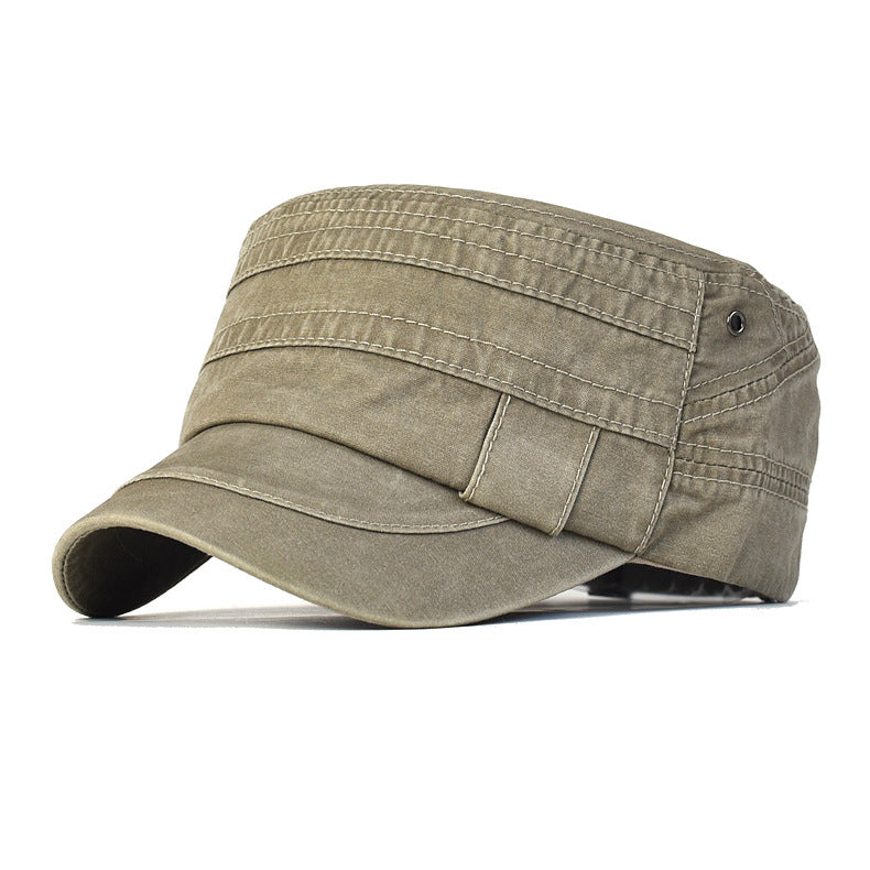 Men's Outdoor Sunshade Pure Color Washed Cotton Flat-top Cap