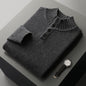 Thickened Four-button Half-collar Wool Sweater Men
