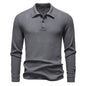 New Men's Walf Checks Fabric Long Sleeve Lapel T-shirt