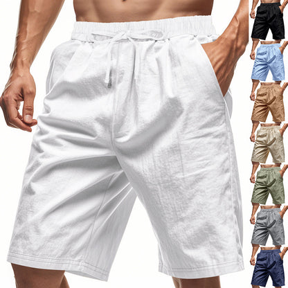 Men's Beach Pants Loose Casual Linen Solid Color Shorts