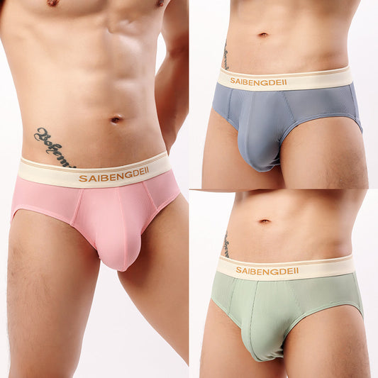 Men's Thin Breathable Sexy Briefs U Convex Big Bag Comfortable Solid Color Simple
