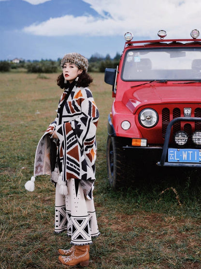 Casual Bohemian Knitted Shawl Ethnic Style Photo Cape Women's Scarf