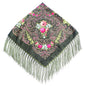 Women's Fringed Cotton And Linen Printed Square Scarf