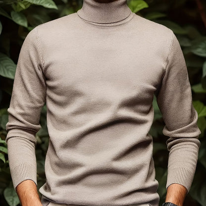 Men's Solid Color Versatile Soft Viscose Turtleneck Sweater