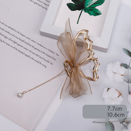 Mesh Bow Hairpin Female Disc Hair Grabbing Clip