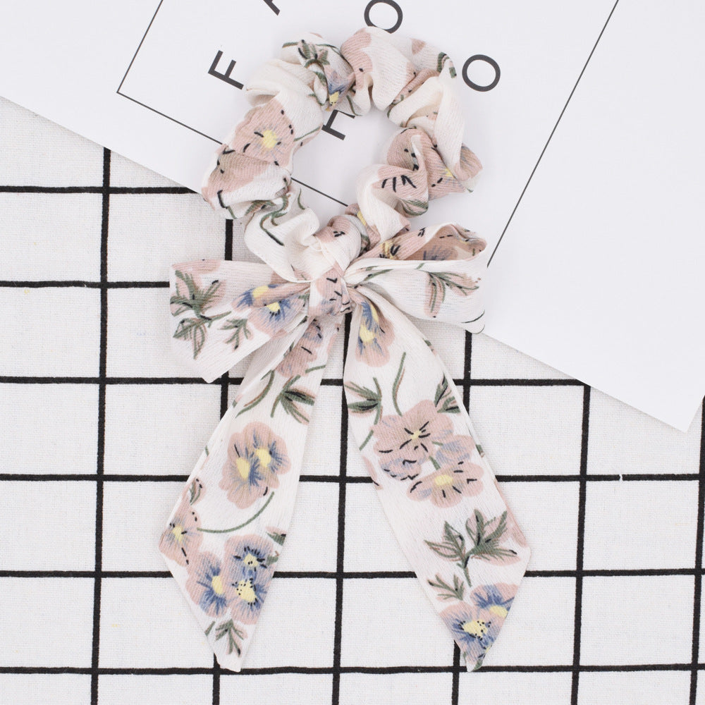 Small floral ponytail long streamer hair band