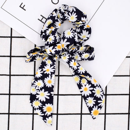 Small floral ponytail long streamer hair band