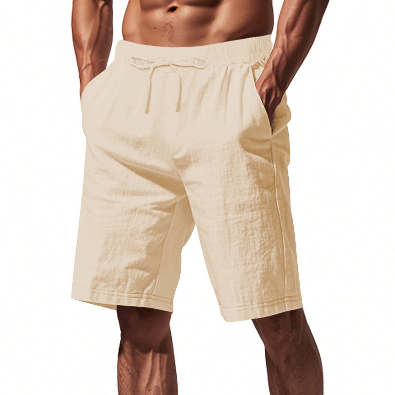 Men's Beach Pants Loose Casual Linen Solid Color Shorts