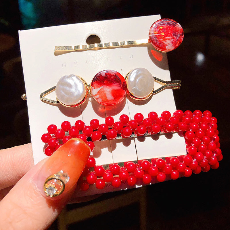 Girl's Simple Pearl Clip Set Hair Accessories