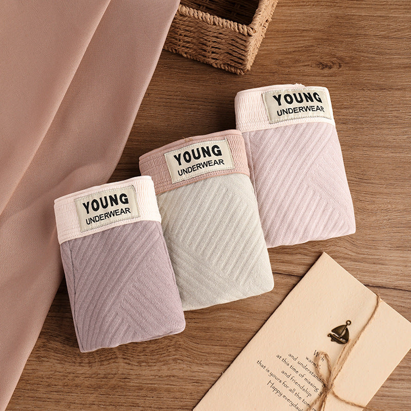 Cotton Men's Mid Waist Texture Boxer Briefs